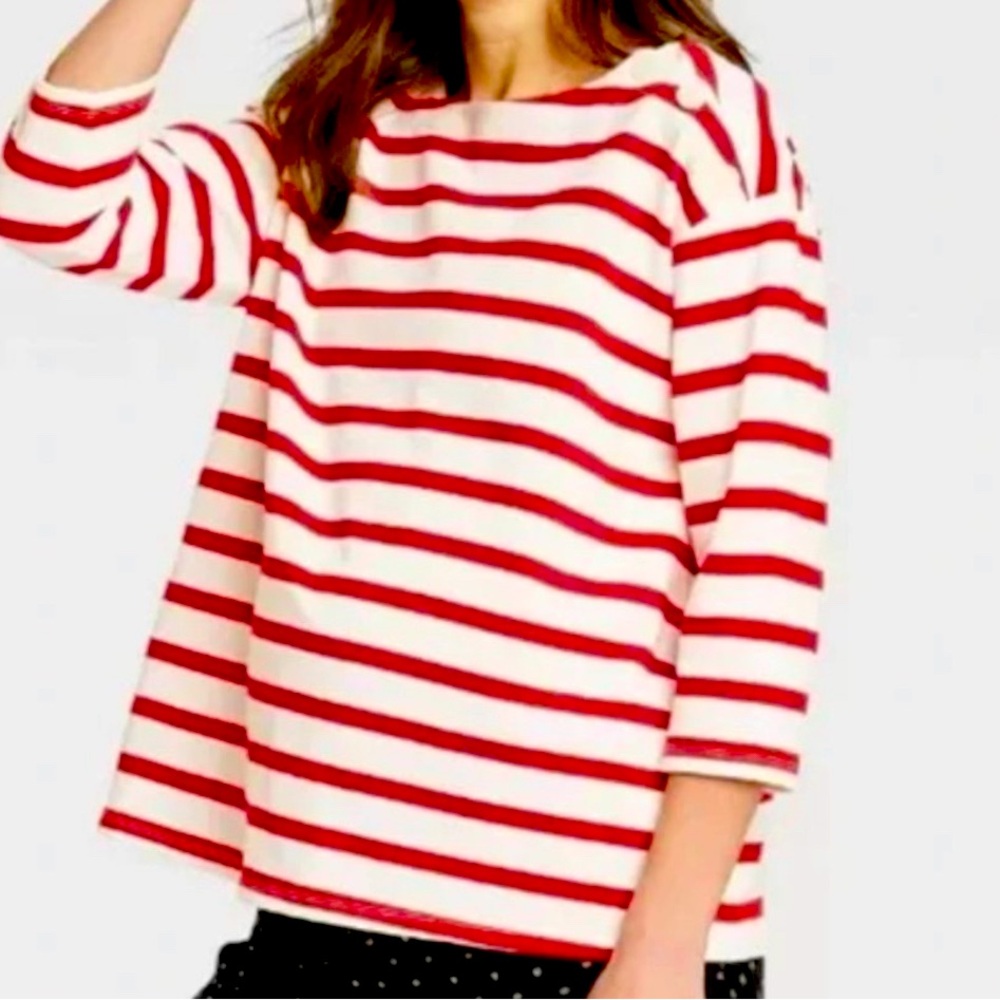 The Nines by Hatch Maternity Boat Neck Sweater / Red & White Striped / Size M